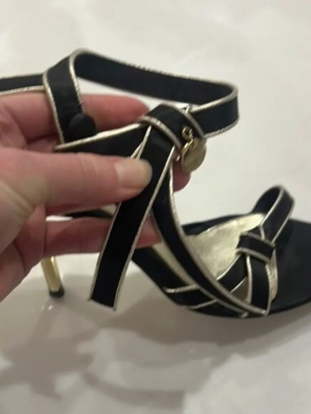 Karen Millen Black and Gold Heels with Sleek Design